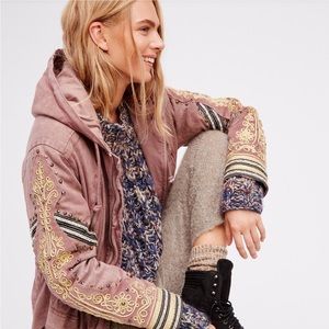 Free People We The Free Embellished Jacket.Pink mauve